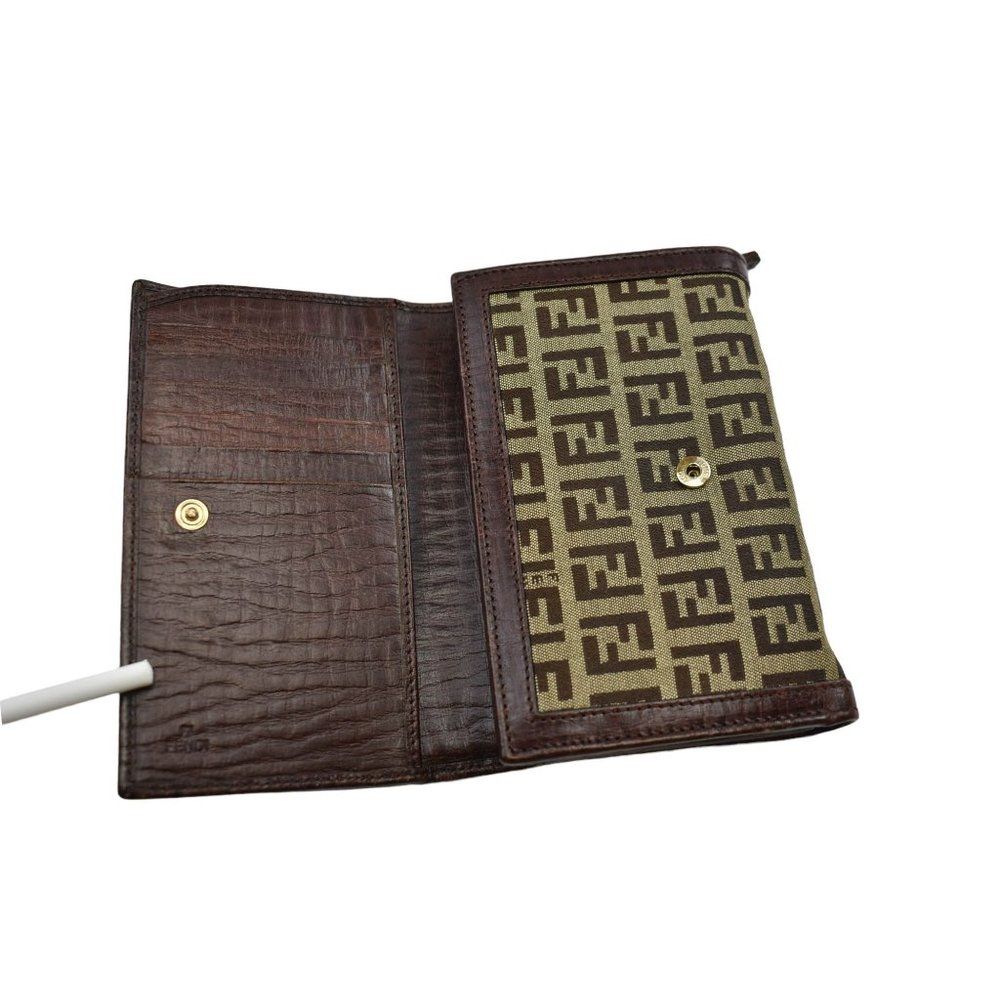 FENDI "Zucchino": Brown "FF" Logo Medium Wallet 1019 - Picture 6 of 10